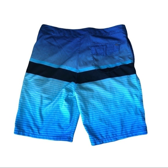 Hurley Blue Black Striped Lace Up Swim Trunk Pockets Size 34X10” The Buckle - Picture 2 of 4
